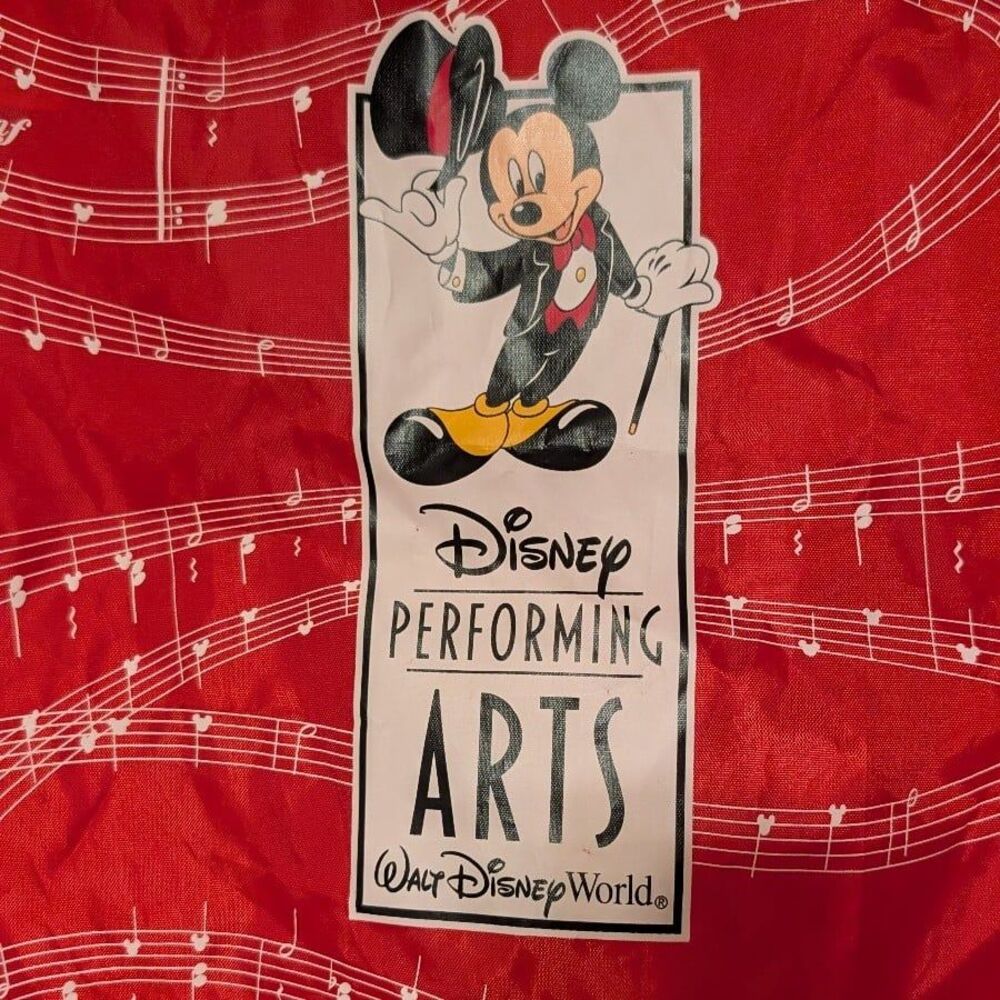 Vintage Disney Performing Arts It's A Small World Music Red Drawstring Bag - Picture 2 of 5